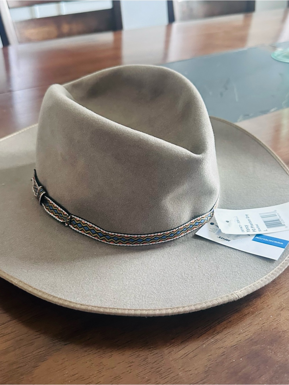 Stetson Tan Fedora with Patterned Hatband